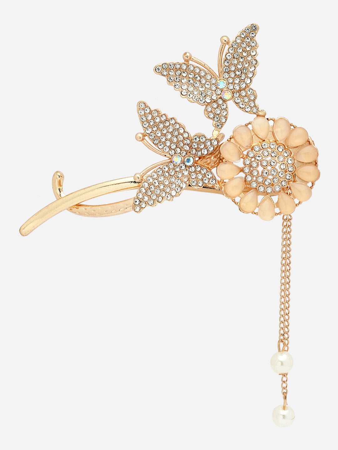 Women Stone Studded Butterfly Shaped Embellished Claw Clip