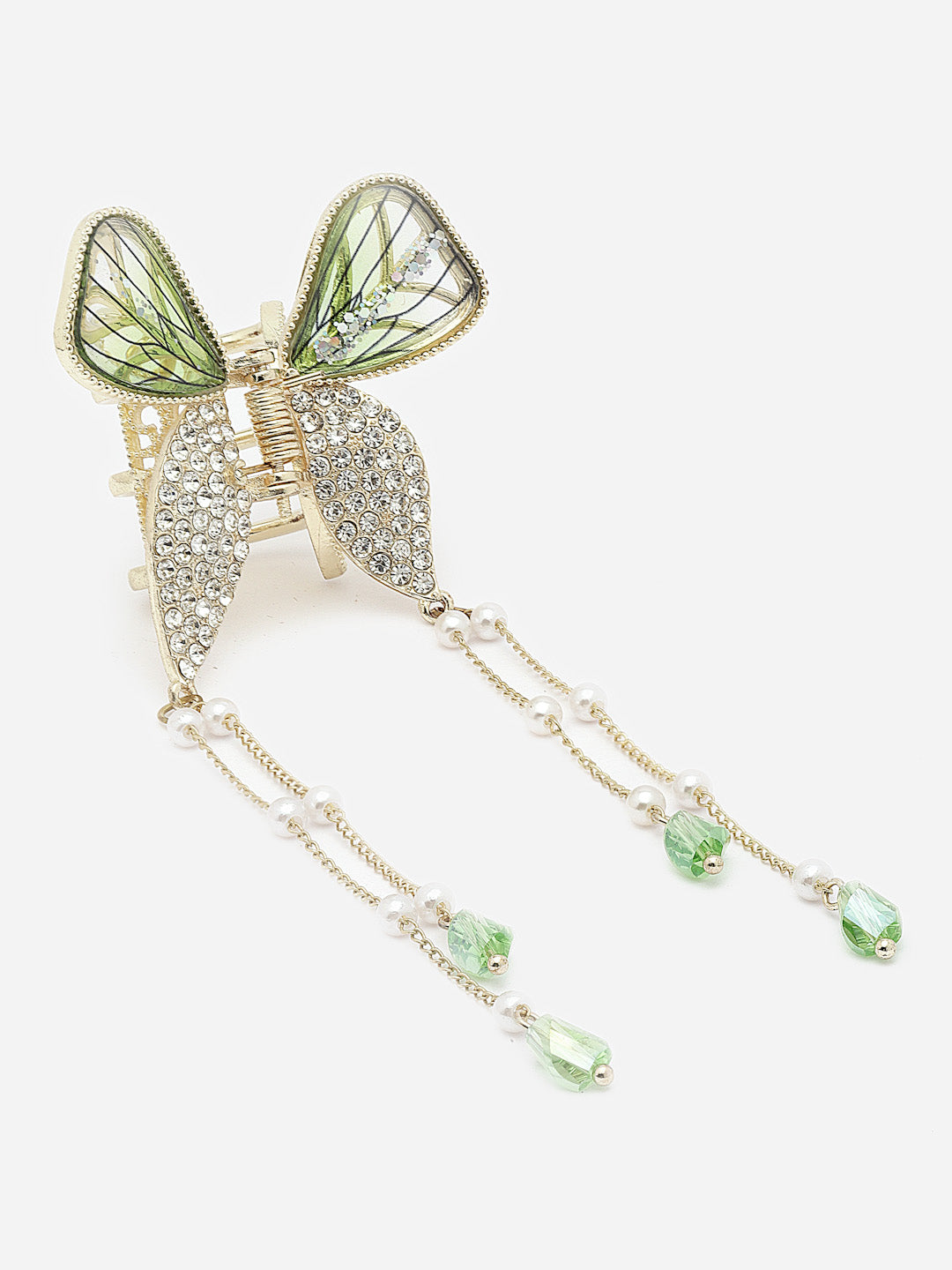 Women Embellished Butterfly Shaped Stone Studded Claw Clip