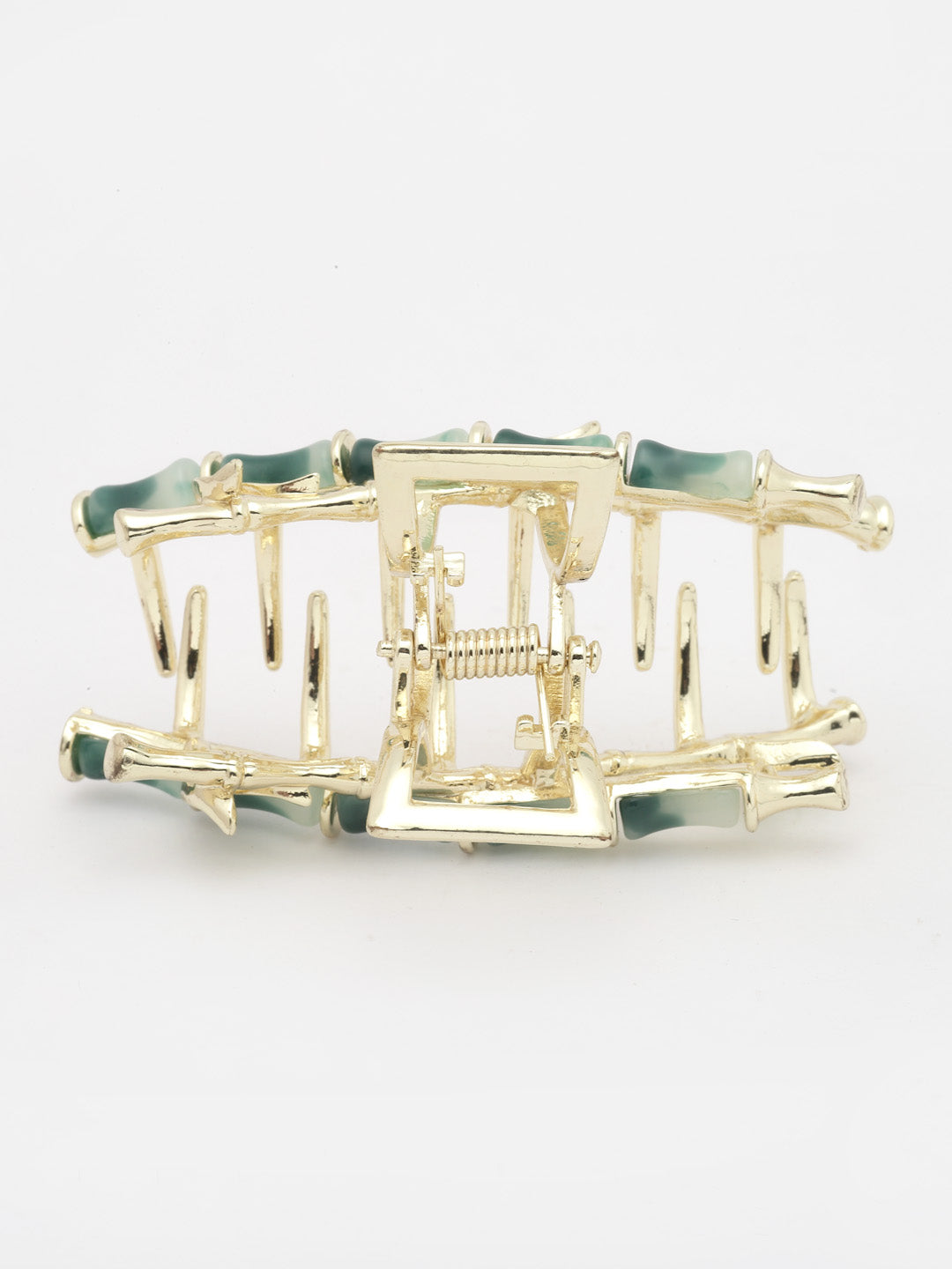 Women Gold-Plated Stone Studded Embellished Claw Clip