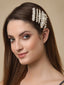 Women Set of 6 Gold-Toned & White Beaded Bobby Pins