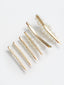 Women Set of 6 Gold-Toned & White Beaded Bobby Pins