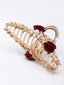 Women Gold-Toned & AD Stone Rose Claw Clip