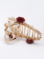 Women Gold-Toned & AD Stone Rose Claw Clip