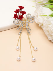 Gold-Plated CZ Stone Studded Floral Shaped Claw clip