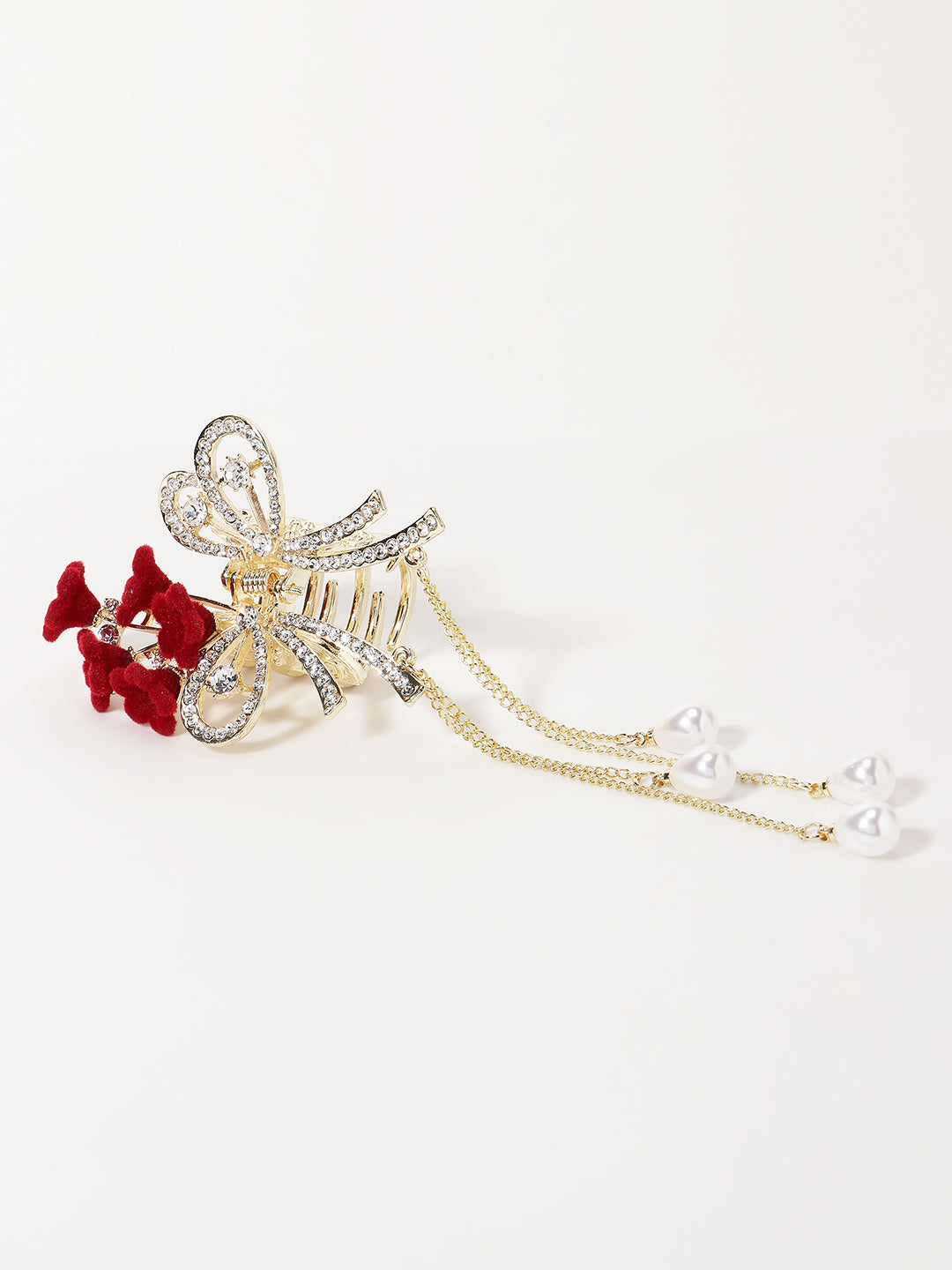 Gold-Plated CZ Stone Studded Floral Shaped Claw clip