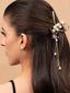 Gold-Plated Pearl Studded Floral Claw Clip