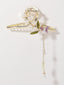 Gold-Plated Pearl Studded Floral Claw Clip