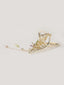 Gold-Plated Pearl Studded Floral Claw Clip