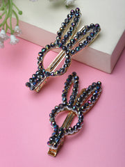 Women Set Of 2 Bunny Beads Embellished Alligator Hair Clips