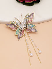 Gold-Plated CZ-Stone Studded Butterfly Aligator Clip