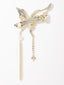 Gold-Plated CZ-Stone Studded Butterfly Shaped French Barrette