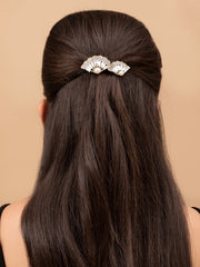 Gold-Plated Cubic Zirconia-Studded Embellished French Barrette