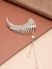 Gold-Plated Cubic Zirconia-Studded Embellished Alligator Hair Clip