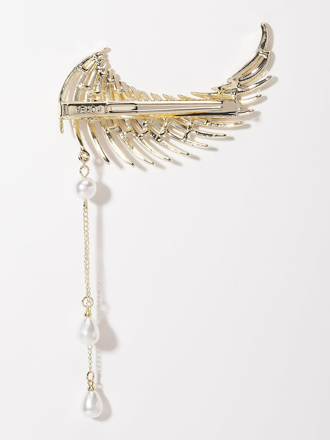 Gold-Plated Cubic Zirconia-Studded Embellished Alligator Hair Clip