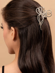 Gold-Plated Embellished Cubic Zirconia-Studded Claw Clip