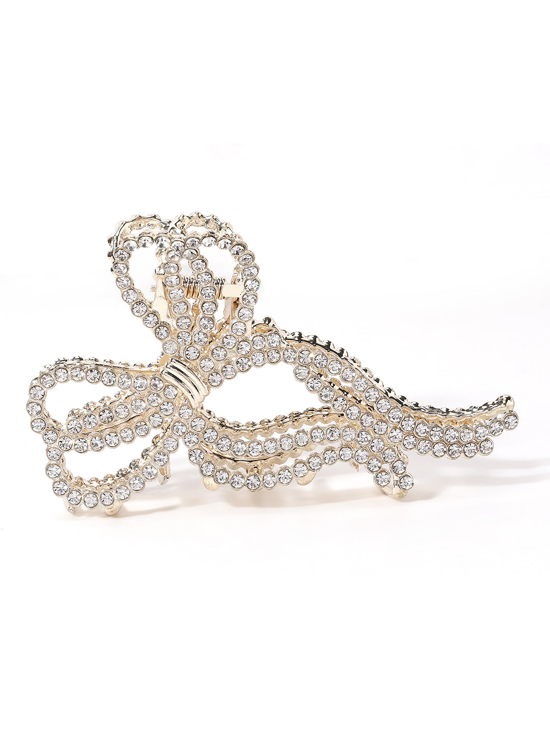 Gold-Plated Embellished Cubic Zirconia-Studded Claw Clip