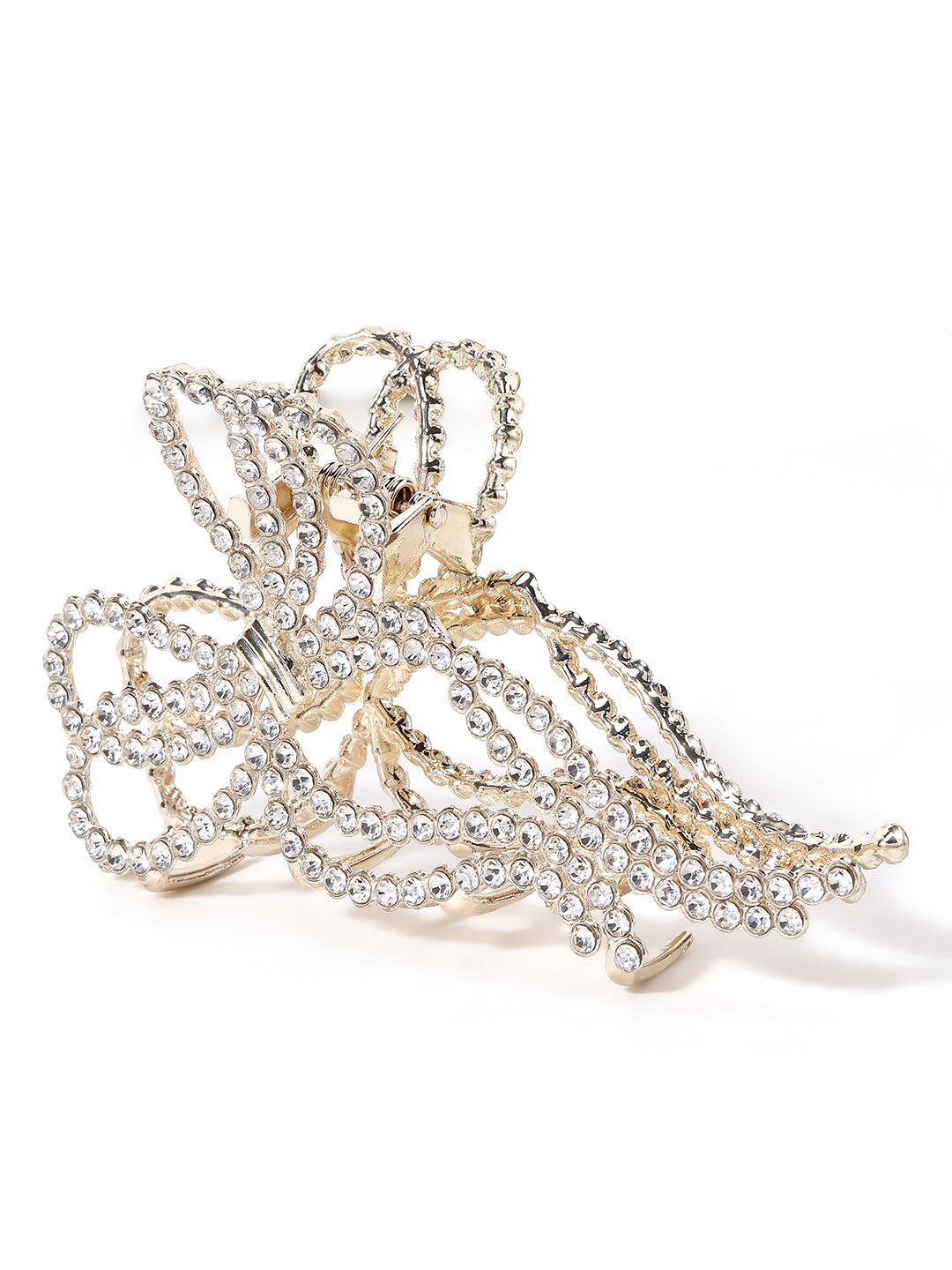 Gold-Plated Embellished Cubic Zirconia-Studded Claw Clip