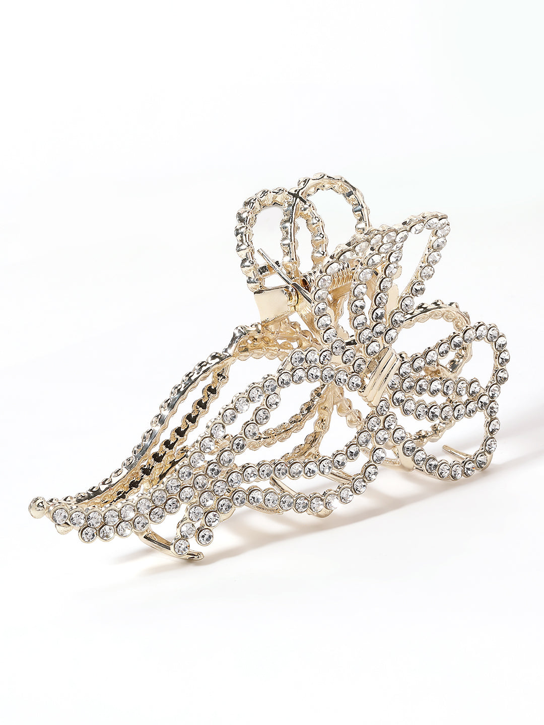 Gold-Plated Embellished Cubic Zirconia-Studded Claw Clip