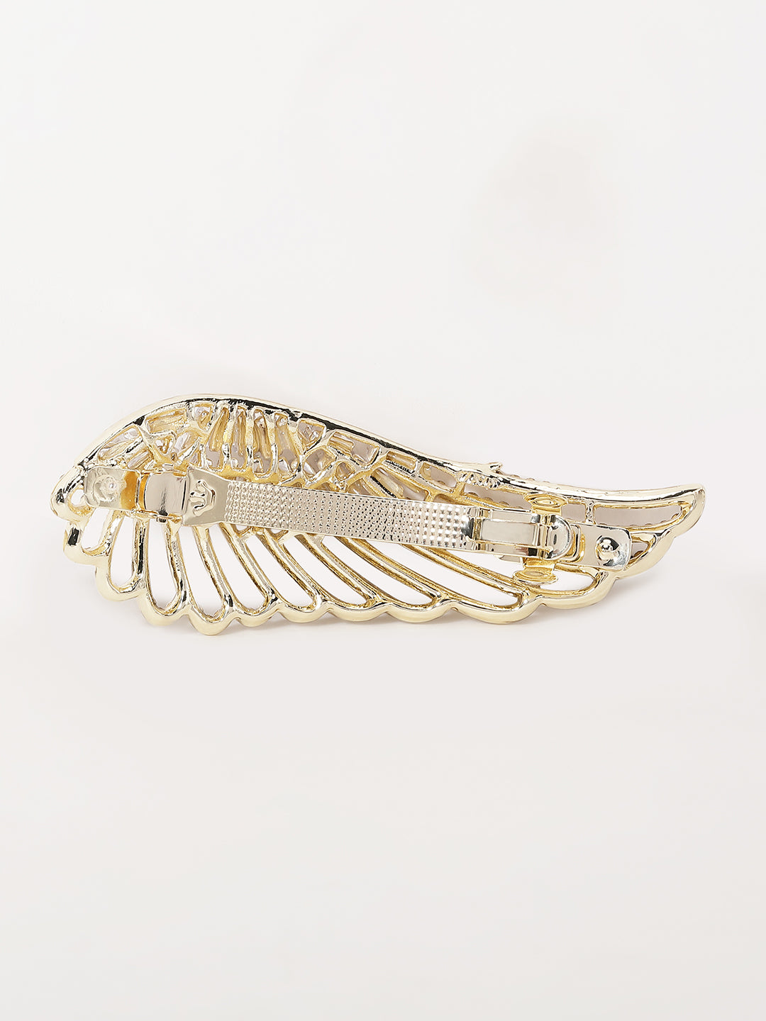 Gold-Plated CZ-Stone Studded Wings Shaped French Barrette
