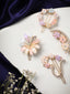 Set of 4 Gold-Plated CZ-Stone Studded Floral Bumpit Hair Pin