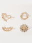 Set of 4 Gold-Plated CZ-Stone Studded Floral Bumpit Hair Pin