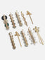 Set Of 10 Gold-Plated Embellished Claw Clips