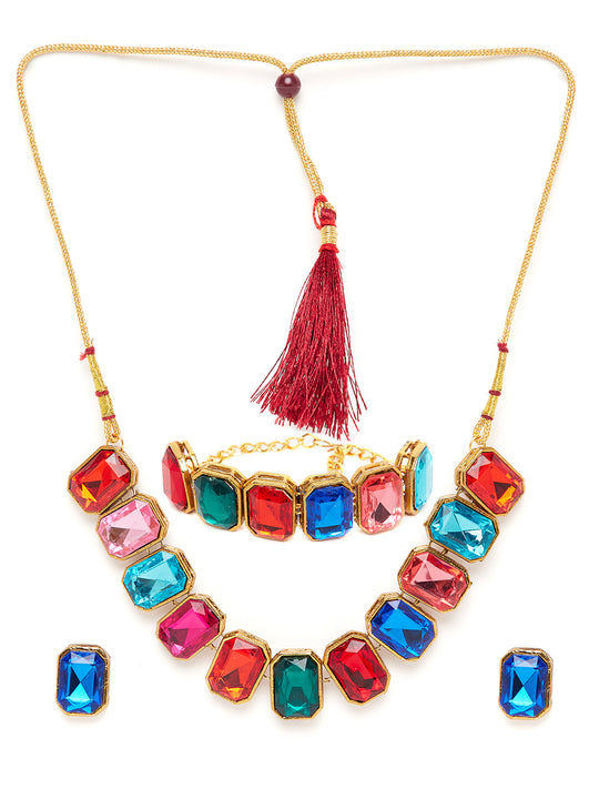 Gold-Plated Stone-Studded Jewellery Set