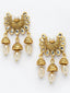 Gold-Toned & Off White Crescent Shaped Jhumkas Earrings