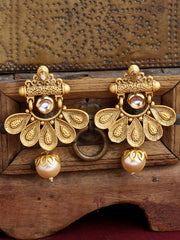 Gold-Toned Contemporary Drop Earrings