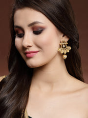 Gold-Toned Contemporary Drop Earrings