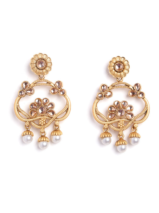 Gold-Toned Contemporary Drop Earrings