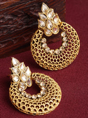 Gold-Toned Crescent Shaped Chandbalis Earrings