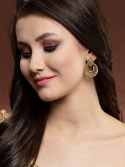 Gold-Toned Crescent Shaped Chandbalis Earrings