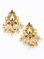 Gold-Toned Peacock Shaped Drop Earrings