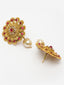 Gold-Toned & Red Floral Drop Earrings