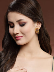 Gold-Toned Floral Studs Earrings