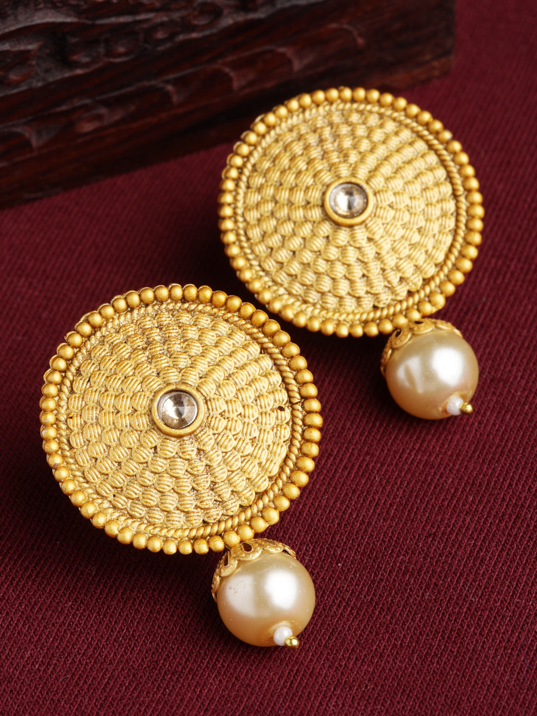 Gold-Toned Circular Studs Earrings