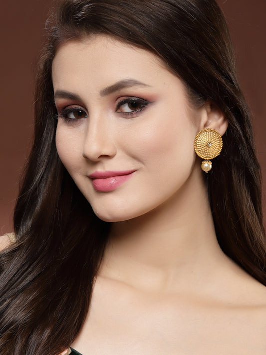 Gold-Toned Circular Studs Earrings