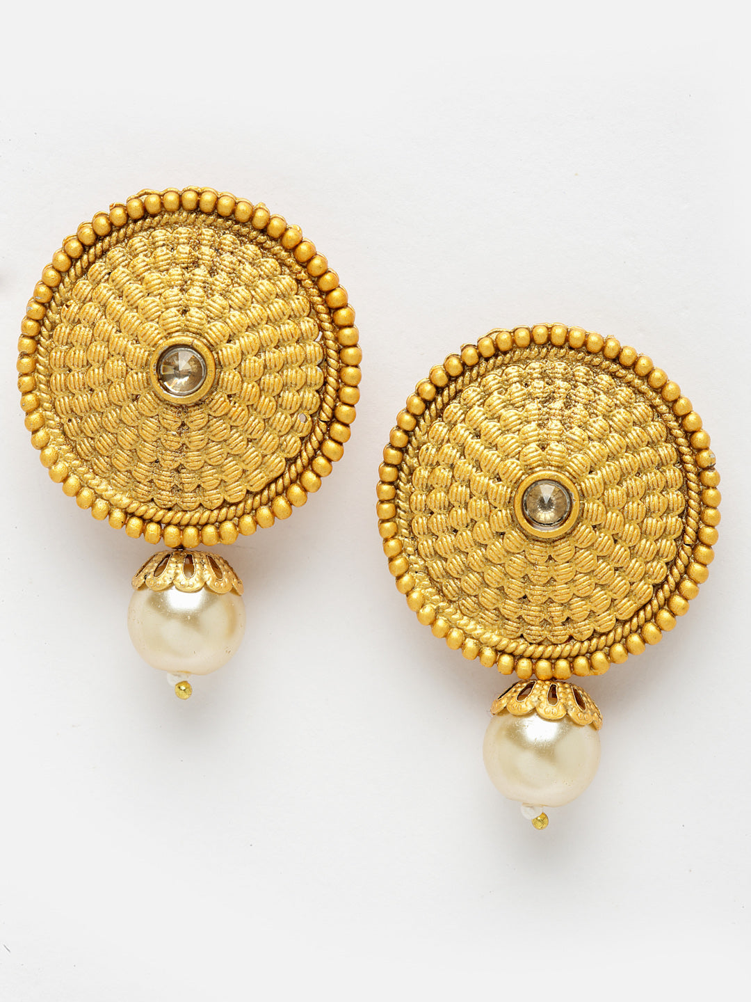 Gold-Toned Circular Studs Earrings