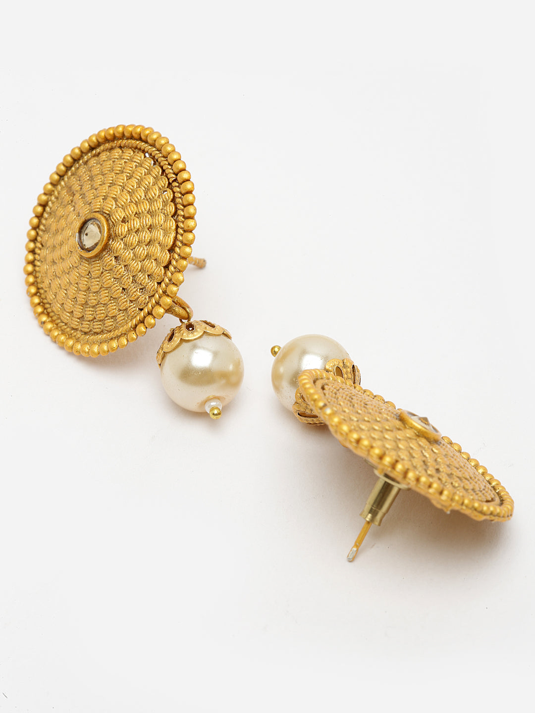 Gold-Toned Circular Studs Earrings