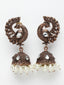 Copper-Toned Peacock Shaped Jhumkas Earrings