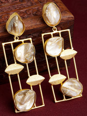 Gold-Toned Contemporary Drop Earrings