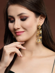 Gold-Toned Contemporary Drop Earrings