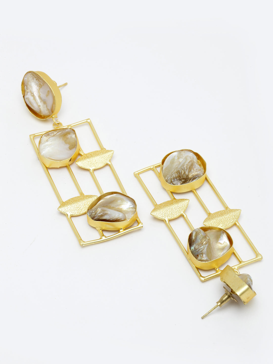 Gold-Toned Contemporary Drop Earrings