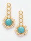 Gold-Toned & Blue Contemporary Drop Earrings