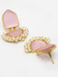 Gold-Toned & Pink Classic Handcrafted Drop Earrings