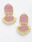 Gold-Toned & Pink Classic Handcrafted Drop Earrings