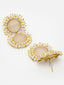 Gold-Toned & White Classic Drop Earrings