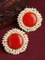 Gold-Toned & White Circular Studs Earrings