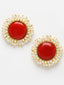 Gold-Toned & White Circular Studs Earrings